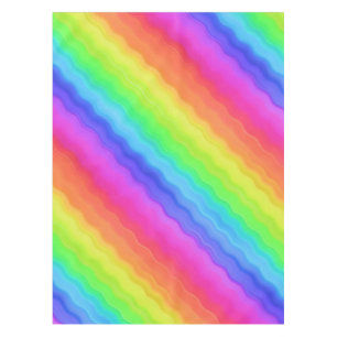 Wavy Diagonal Colourful Rainbow Design Tablecloth