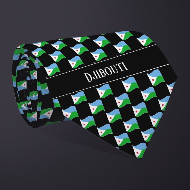 Wavy Djibouti Flag Pattern  Tie (Creator Uploaded)