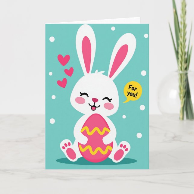 Wavy Egg Bunny For You Card (Front)