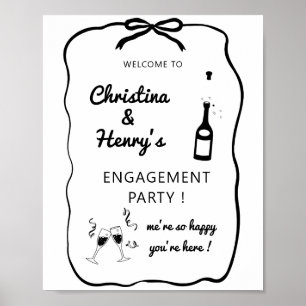 Wavy Engagement Party Sign, Whimsical Engagement  Poster