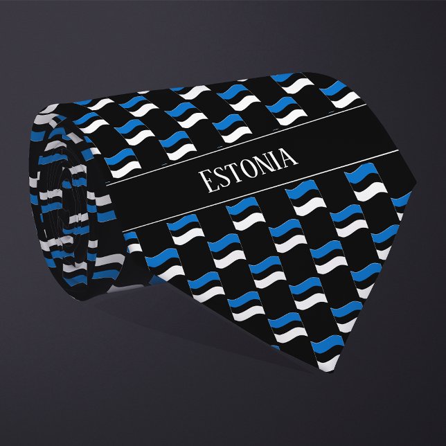 Wavy Estonia Flag Pattern  Tie (Creator Uploaded)