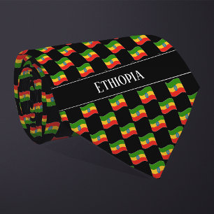Wavy Ethiopia Flag Pattern  Tie