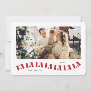 Wavy Fa La La La La holiday card - red and white