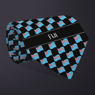 Wavy Fiji Flag Pattern Tie