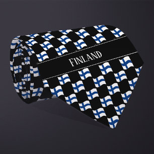 Wavy Finland Flag Pattern Tie