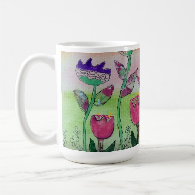 Wavy Flowers Coffee Mug (Left)