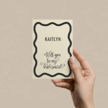 Wavy Frame Black and Natural Bridesmaid Proposal