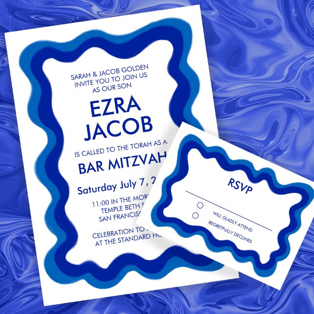 Wavy Frame Modern Chic Custom Bar Bat Mitzvah RSVP Card (Wavy Frame Modern Chic Custom Bar Bat Mitzvah RSVP Card
)