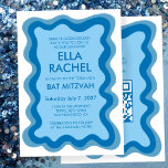 Wavy Frame Modern Custom QR CODE Bar Bat Mitzvah Invitation<br><div class="desc">Perfect card to announce a bat mitzvah, bar mitzvah or other Jewish celebration! Hand made wavy frame for you on the front side! FULLY CUSTOMIZABLE! Click on “Personalise” above to edit the text and add your link to the qr code. Click "edit using design tool" to adjust the fonts, colours...</div>