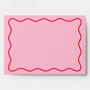Wavy Frame Pink And Red Return Address Envelope 