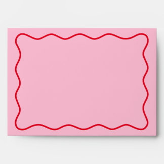 Wavy Frame Pink And Red Return Address Envelope 
