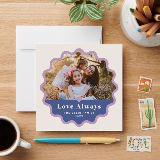 Wavy Frame Valentine's Day Photo Card - Blue (Creator Uploaded)