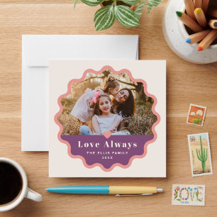 Wavy Frame Valentine's Day Photo Card - Purple