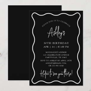 wavy frame, wavy border, birthday party invitation
