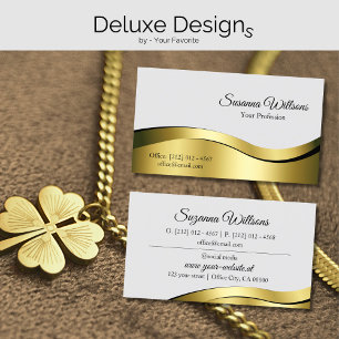 Wavy Gold Decor on Light Grey Classy and Luxury Business Card