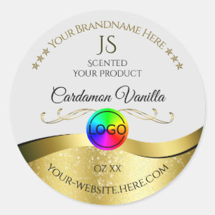 Wavy Gold Decor on Light Grey Logo Monogram Label