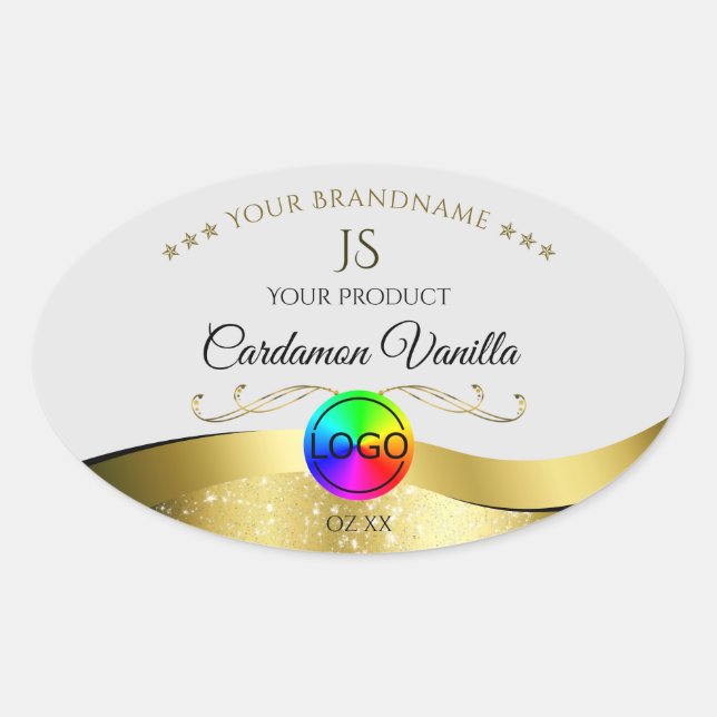 Wavy Gold Decor on Light Grey Logo Monogram Label (Front)