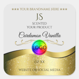 Wavy Gold Decor on Light Grey Logo Monogram Label