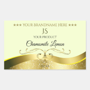 Wavy Gold Deluxe Decor Light Yellow Monogram Label
