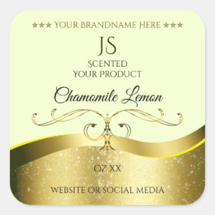 Wavy Gold Deluxe Decor Light Yellow Monogram Label