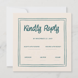 Wavy Green Handwriting Retro Wedding Rsvp Invitation