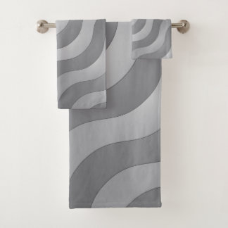 Wavy Grey Bath Towel Set