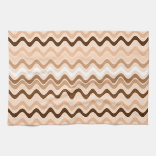 Wavy Groovy Stripes Beige and Brown Tea Towel