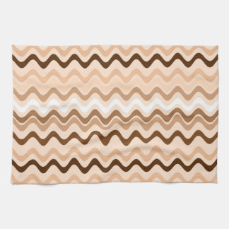 Wavy Groovy Stripes Beige and Brown Tea Towel