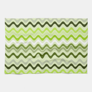 Wavy Groovy Stripes Light Green Tea Towel