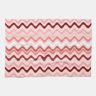 Wavy Groovy Stripes Red and Pink Tea Towel