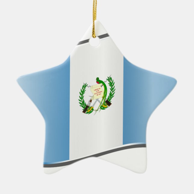 Wavy Guatemala Flag Ceramic Tree Decoration (Front)