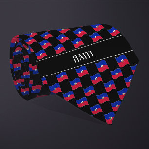 Wavy Haiti Flag Pattern Tie