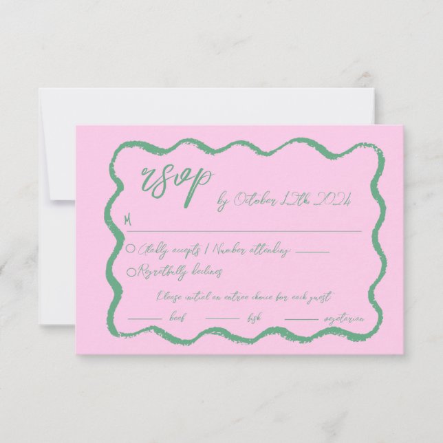 Wavy Hand Drawn Scribble Squiggle RSVP Card (Front)