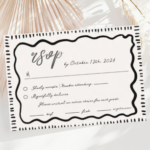 Wavy Hand Drawn Scribble Squiggle RSVP Wedding Enclosure Card
