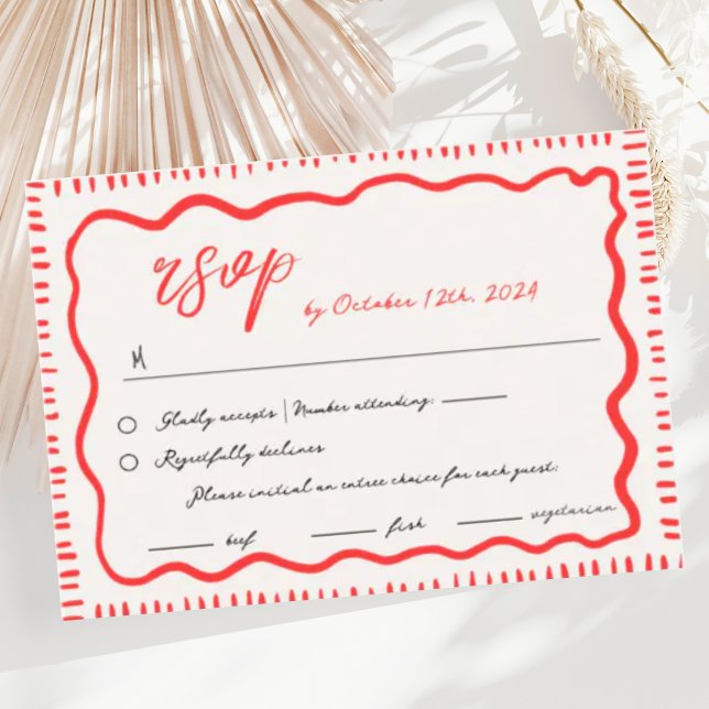 Wavy Hand Drawn Scribble Squiggle RSVP Wedding  Enclosure Card (Creator Uploaded)