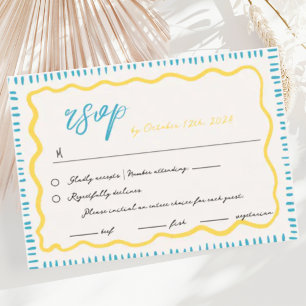 Wavy Hand Drawn Scribble Squiggle RSVP Wedding Enclosure Card