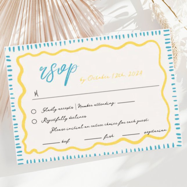 Wavy Hand Drawn Scribble Squiggle RSVP Wedding  Enclosure Card (Creator Uploaded)