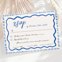 Wavy Hand Drawn Scribble Squiggle RSVP Wedding 