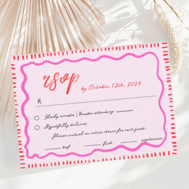 Wavy Hand Drawn Scribble Squiggle RSVP Wedding  Enclosure Card (Creator Uploaded)
