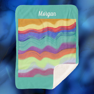 Wavy Horizontal Stripes, Abstract Art, Script Name Sherpa Blanket