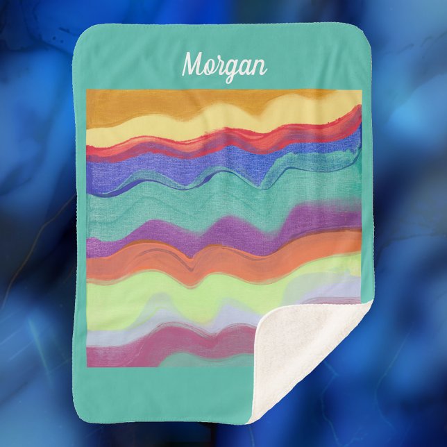 Wavy Horizontal Stripes, Abstract Art, Script Name Sherpa Blanket (Creator Uploaded)
