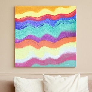 Wavy Horizontal Stripes, Abstract Painting Canvas Print