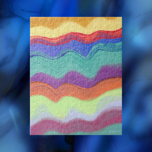 Wavy Horizontal Stripes, Abstract Painting Jigsaw Puzzle