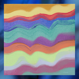 Wavy Horizontal Stripes, Abstract Painting Poster