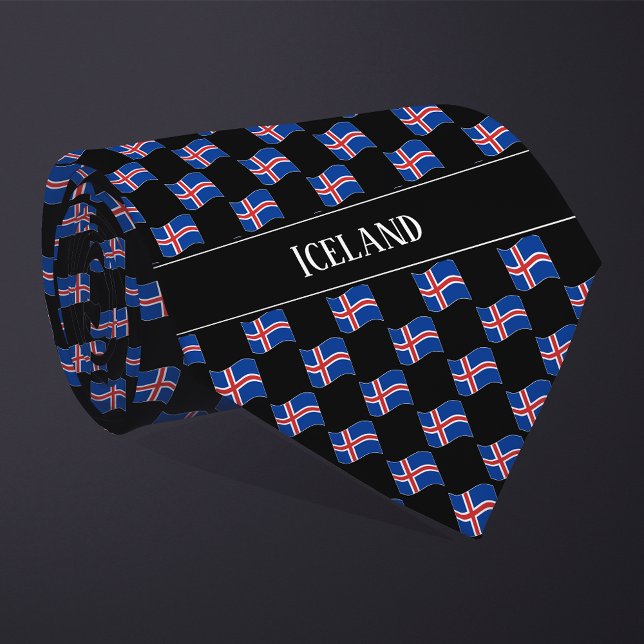 Wavy Iceland Flag Pattern  Tie (Creator Uploaded)