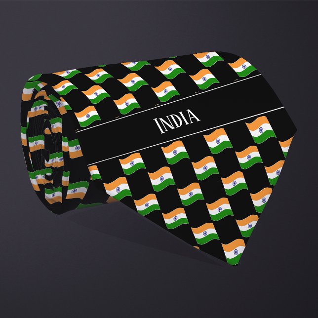 Wavy India Flag Pattern  Tie (Creator Uploaded)