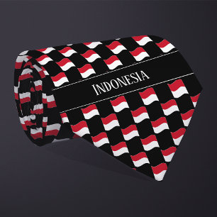 Wavy Indonesia Flag Pattern Tie