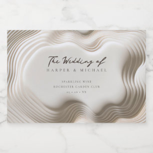 Wavy ivory personalised wedding sparkling wine label