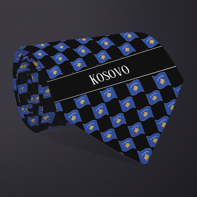 Wavy Kosovo Flag Pattern  Tie (Creator Uploaded)