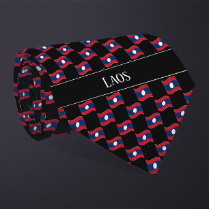 Wavy Laos Flag Pattern Tie